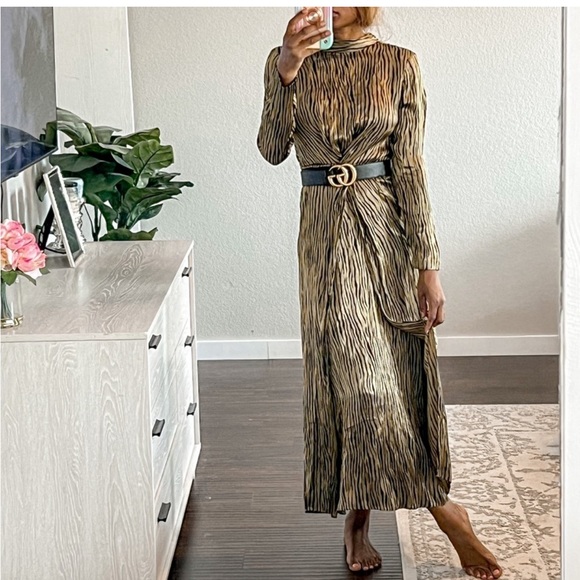 Revolve Maxi Petersyn Zebra High Neck Silky Stain Dress Zuma small revolve - Picture 3 of 6